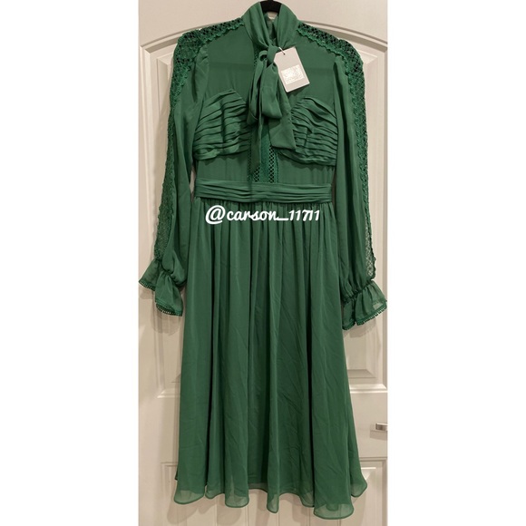 NWT Self Portrait Chiffon Pussybow Midi Dress US6 - Picture 6 of 15